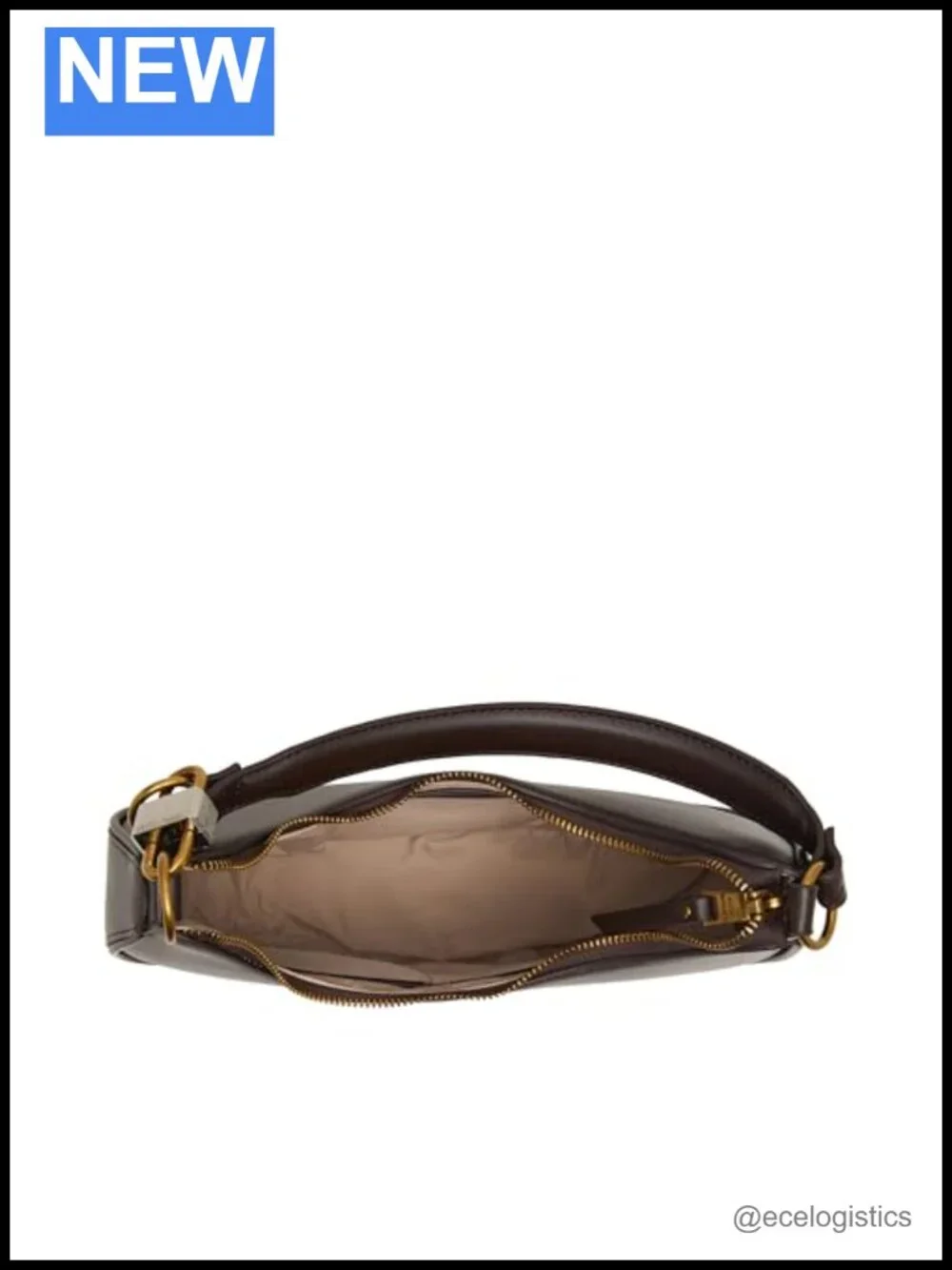 Faux Leather Crescent Shoulder Bag with Zip Closure and Interior Pockets